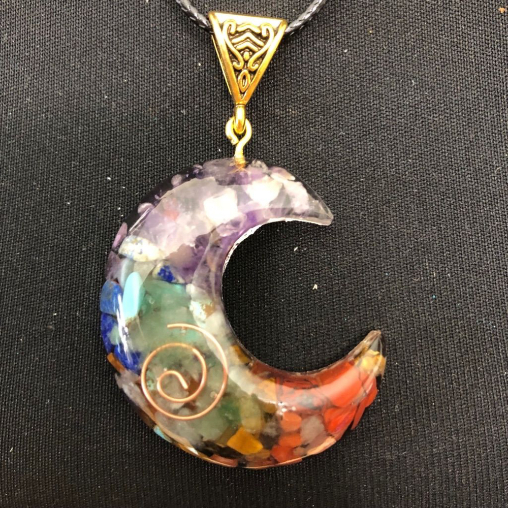 Moon Orgonite Crystal Pendant Necklace Women's Jewelry - Picture 2 of 3